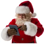 Santa reading a tablet